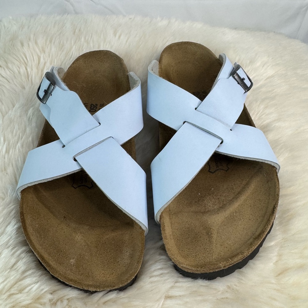 Birkenstock Brown and Blue Sandals with Contoured Footbed